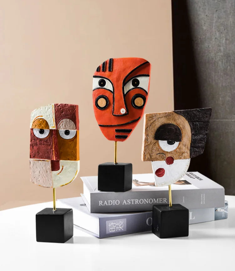 Abstract Facial Art Ornaments INS Nordic Style Home Resin Crafts Creative Living Room Wine Cabinet Decoration and Decoration