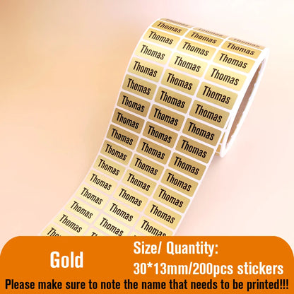 200Pcs Custom Waterproof Hebrew Name Stickers Personalized Children Hologram Label  Sticker With Students School Stationery Tag