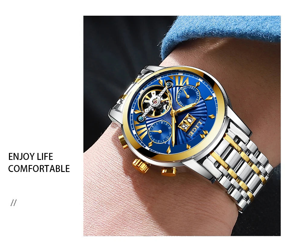 2026 LIGE Automatic Mechanical Wrist Watches For Men Top Brand Luxury Tourbillon Men Watch Fashion Business Waterproof Watch Men