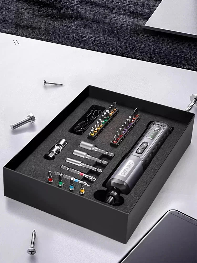 Bezprzewodowy wkrętak elektryczny akumulatorowy 2000 mAh Li-Ion Mini wiertarka 4 V Zestaw elektronarzędzi do konserwacji i napraw domowych