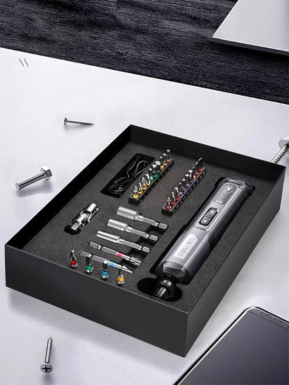 Bezprzewodowy wkrętak elektryczny akumulatorowy 2000 mAh Li-Ion Mini wiertarka 4 V Zestaw elektronarzędzi do konserwacji i napraw domowych