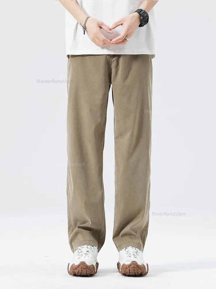 Ultra Thin Baggy Jeans Men's Summer New in Lyocell Soft Breathable Straight Trousers Elastic Waist Casual Blue Gray Wide Pants