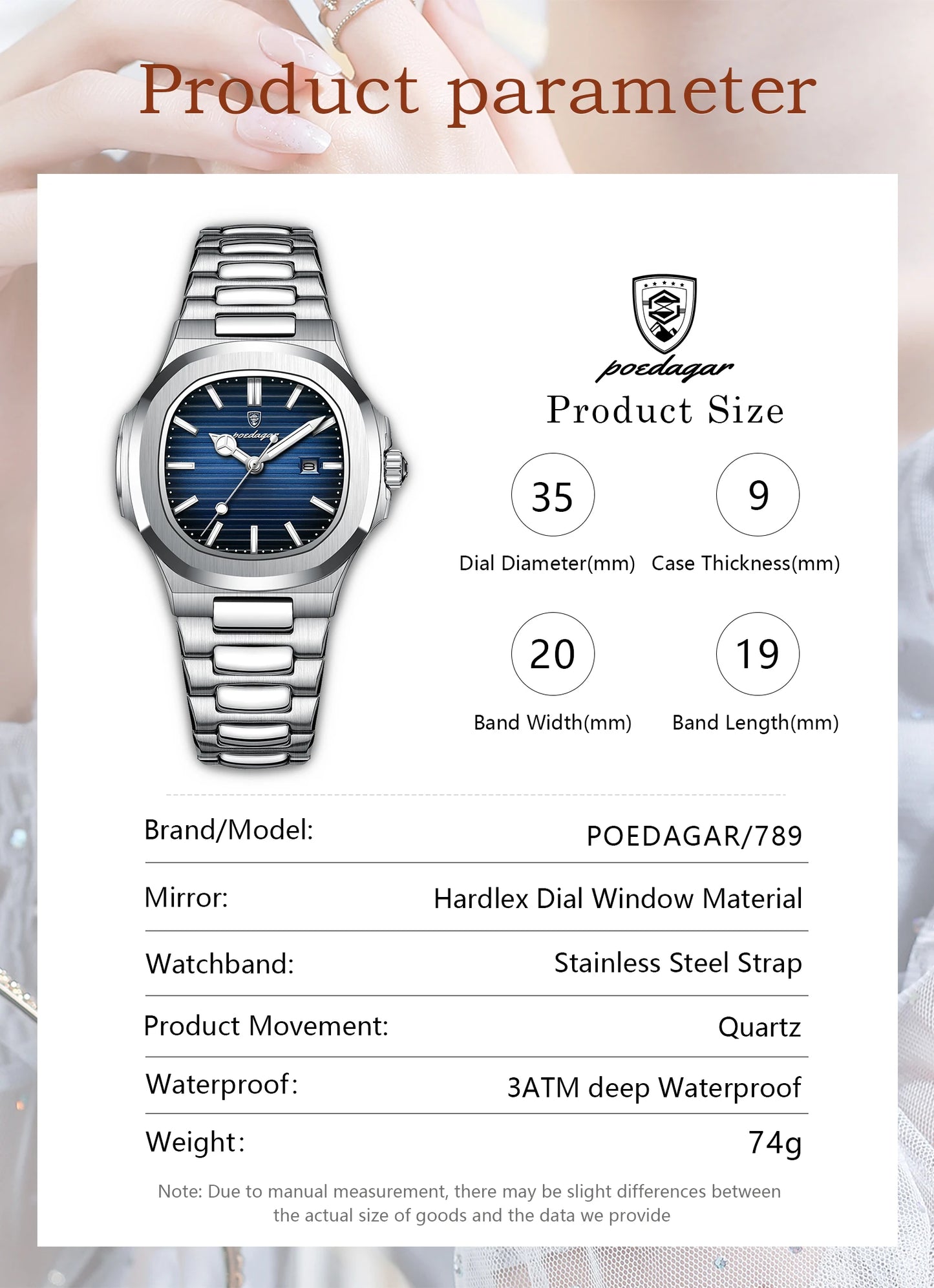 POEDAGAR Luxury Woman’s Quartz Watch Date Waterproof Luminous Ladies Wristwatch Stainless Steel Fashion Watches For Women casual