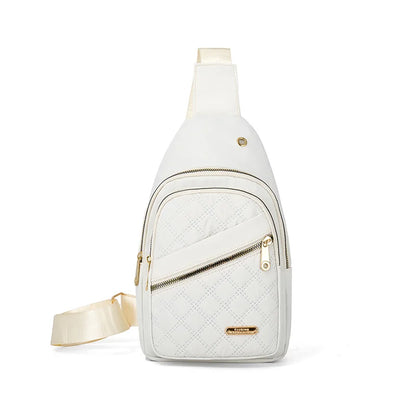 Leisure Quilted Crossbody Bag for Women Chest Bag with Earphone Hole Outdoor Hiking Sling Bag Suitable for Daily Use, Travel