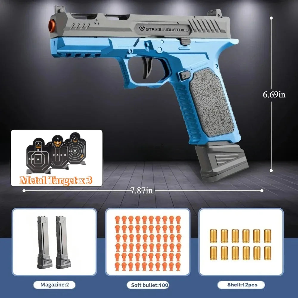G17 Shell Throwing EVA Safety Soft Bullet Toy Gun with Blowback for Outdoor Continuous Firing Shooting Game Christmas Gift
