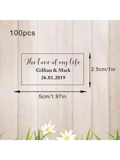 100 Wedding Bubble Tags Bubble Stick Transparent Tags, Wedding Stickers, Transparent Tags, Custom Names and Dates