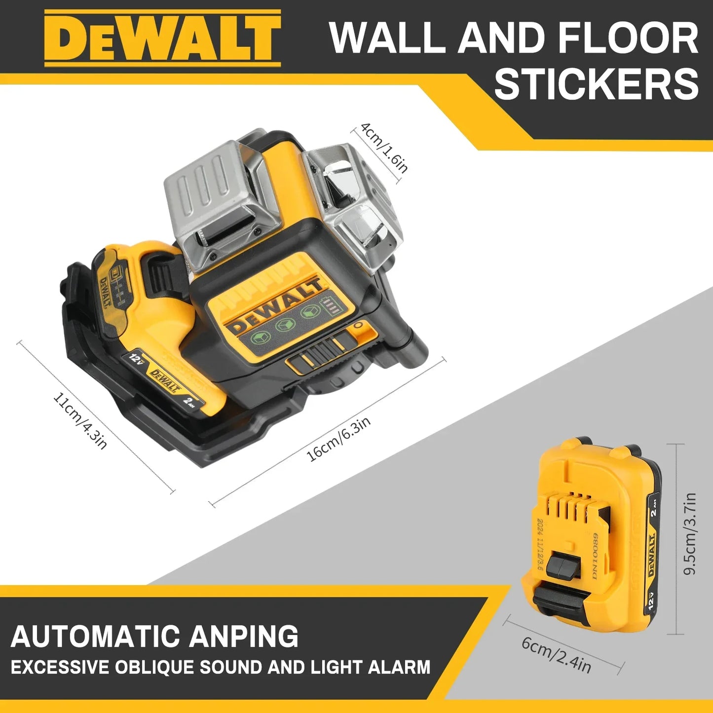 NOWY Dewalt DW089LG 3 płaszczyzny*360 stopni pionowo, akumulator litowy 12 V, poziomica laserowa 12 linii 360 poziomo, zielony miernik zewnętrzny – 2025