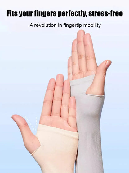 Invisible Sunscreen Seamless Ice Sleeves UPF50+ Cooling Silk Fabric UV Protection Arm Covers For Outdoor Sports Driving