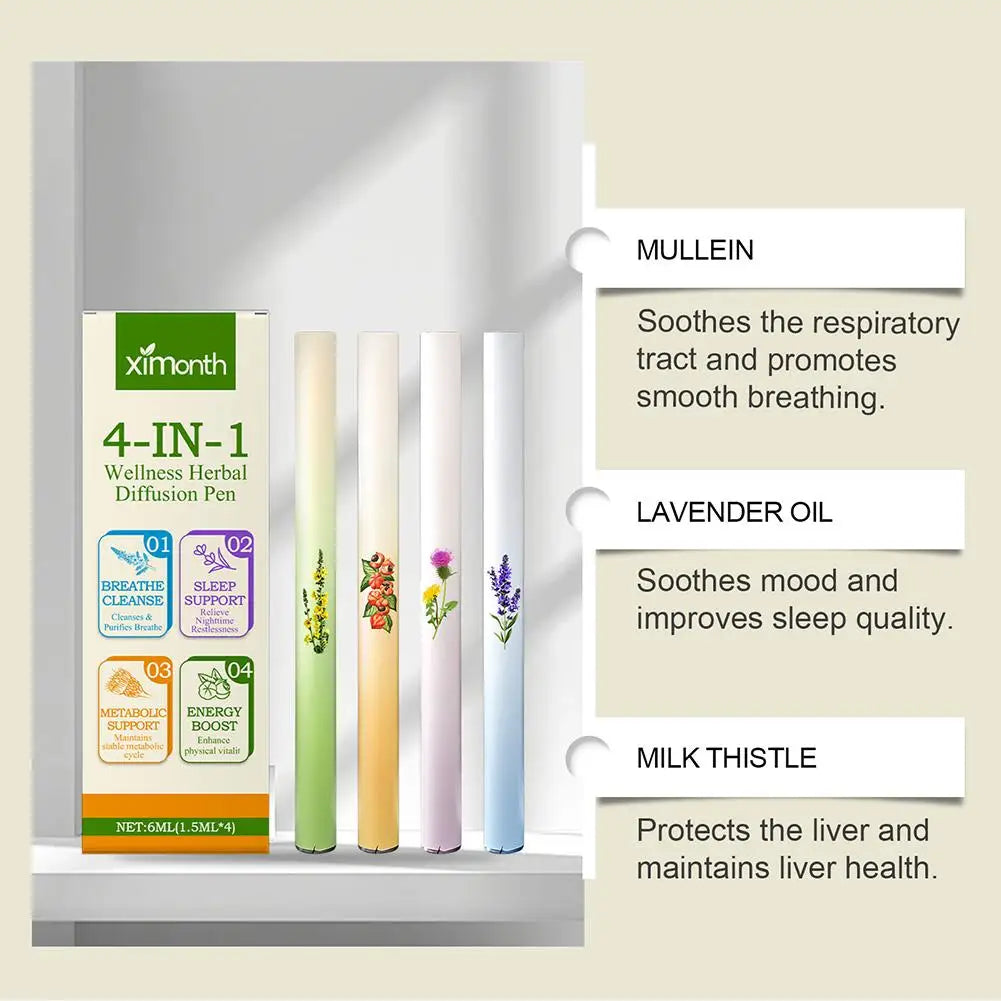 Natural Energy Boost Clear Breathing Herbal Diffuser Mullein Thyme Tea Enhances Energy Promotes Sleep Health Cleanses Lungs 4pcs