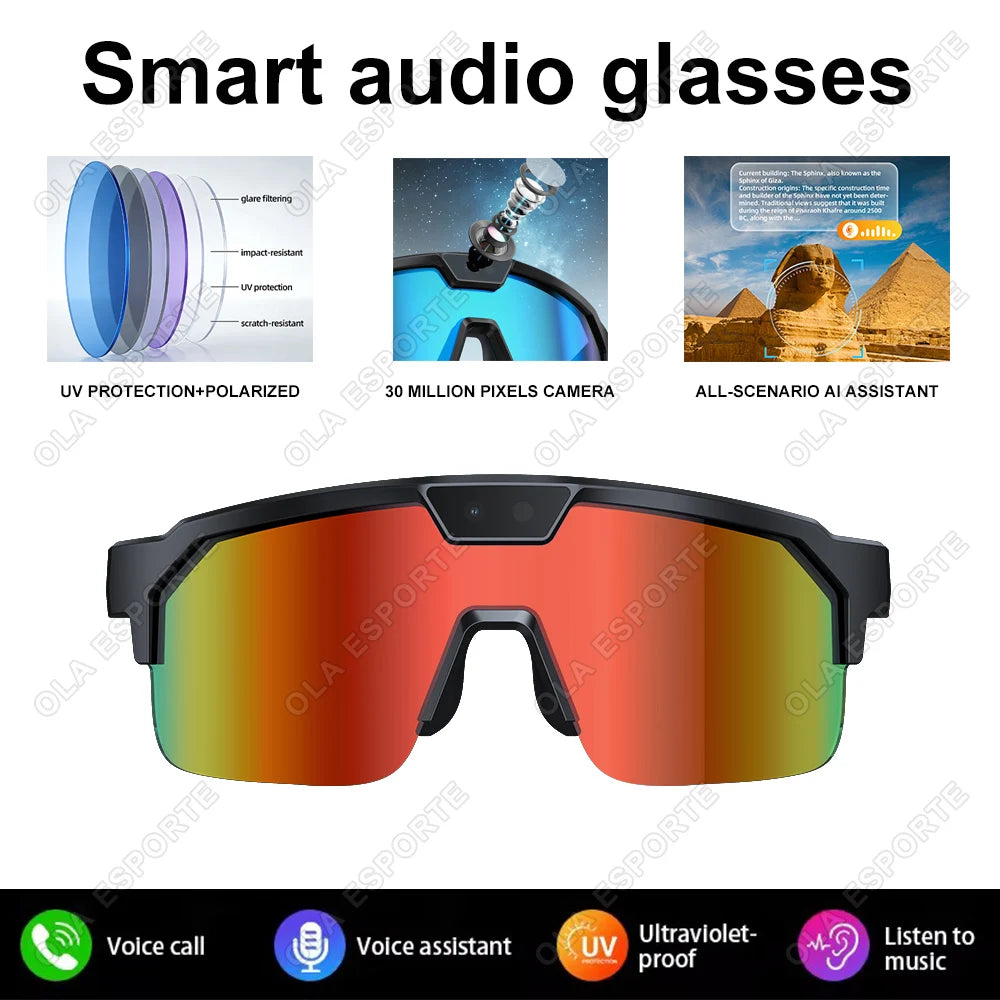 2026 New AI Smart Sports shooting&recording Glasses 800W Camera HD Anti-shake Bicycle Riding Shooting Artifact Windproof Goggle