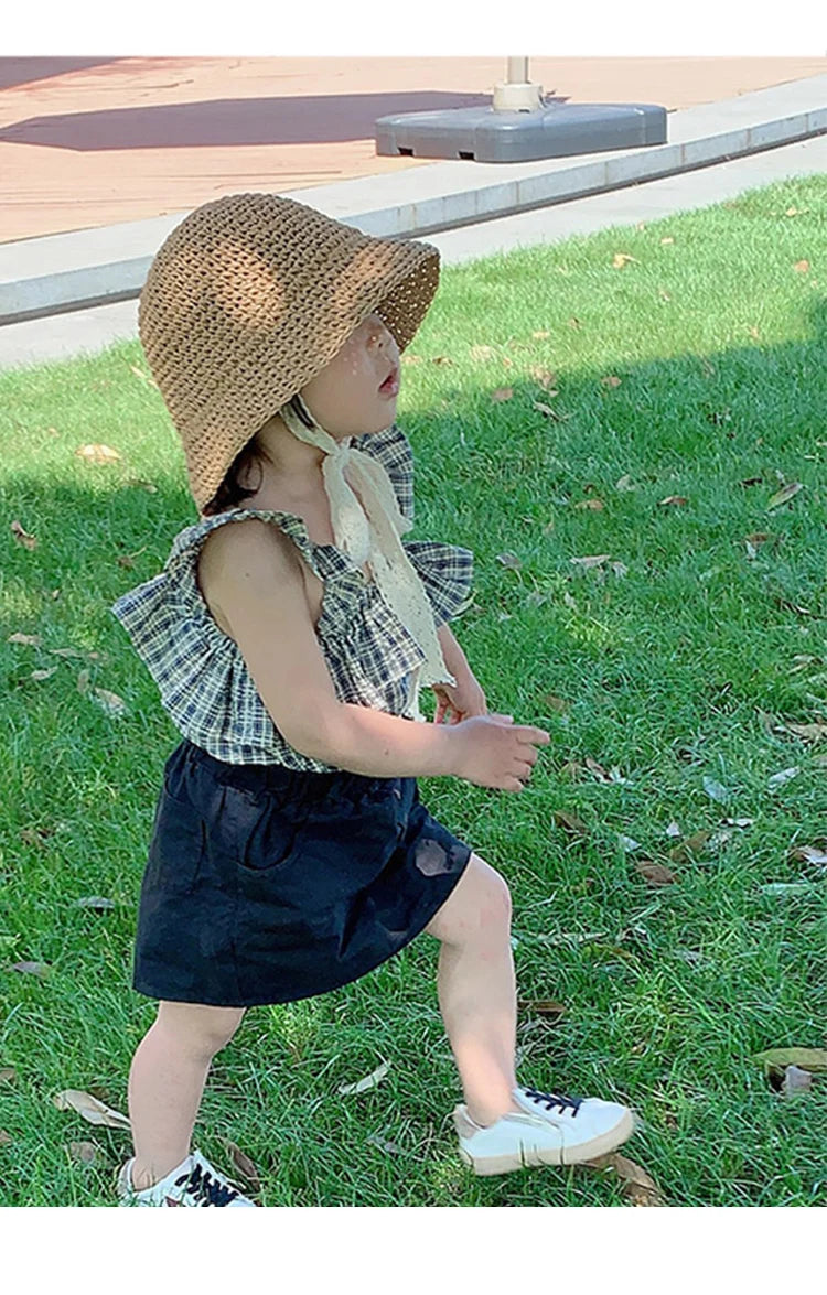 Korean style straw hat for little girls from 1 to 6 years old, sun protection, Korean style