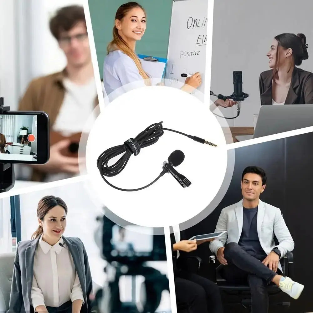 New 3.5mm Lapel Microphone Mini Black Clip on Lapel Mic Wired 360 Degrees Speaker Mic for Mobile Phone/PC Laptop For Recording