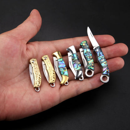 MINI Shell Brass Folding Knife Pocket Keychain Portable Resin Steel Knives Survival EDC Tool Cutter Peeler Hunting Gift