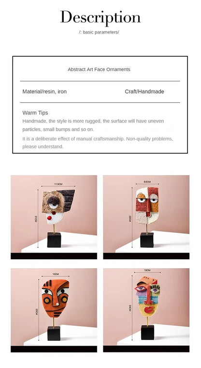Abstract Facial Art Ornaments INS Nordic Style Home Resin Crafts Creative Living Room Wine Cabinet Decoration and Decoration
