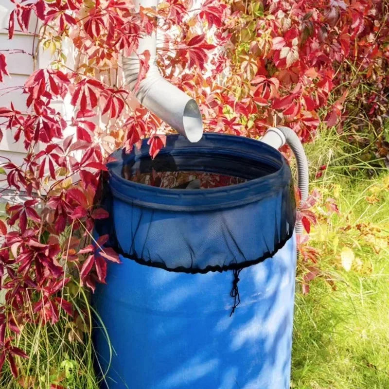 Rainwater Collector Tank Mesh Cover Drawstring Screen Net for Rain Barrel Water Bucket Garden Outdoor Cleaning Tool Use Reusable