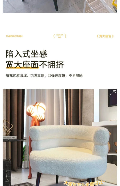 Lazy Sofa Makeup Chair with Lamb Fleece Living Room Light Luxury Balcony Leisure Chair for Comfortable Seating