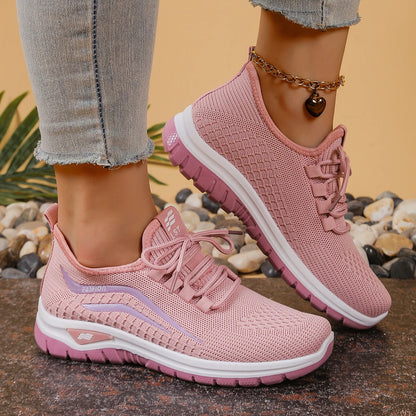 Women's Lightweight Knit Walking Shoes Comfort Breathable Mesh Sneakers with Accent & Anti-Slip Sole，Free shipping