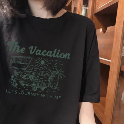 Trendy Retro Japanese Short Sleeve Loose T-Shirt Women's Summer Design Casual Student Top Crew Neck Short Sleeved Top