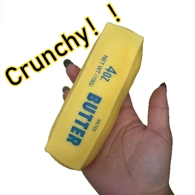 Butter Stick Squishy Crunchy Stress Ball, Blocks Filled Squeeze Fidget Toy, ADHD Anti-Stress Hand Sensory Relief Gift for Adults