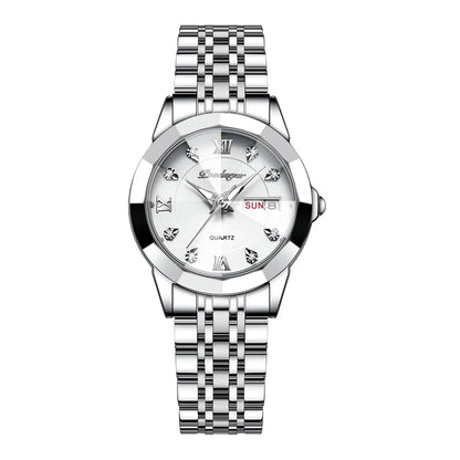 POEDAGAR Luxury Brand Women's Watches Waterproof Luminous Date Week Quartz Watch For Woman Stainless Steel Fashion Ladies Watch