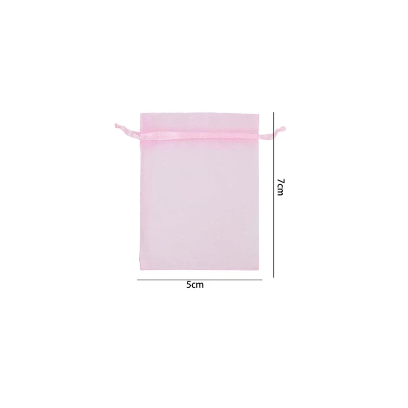 100/10pcs Multi-size Organza Bags Transparent Mesh Jewelry Candy Pouches Wedding Party Baby Shower Gift Drawstring Packaging Bag