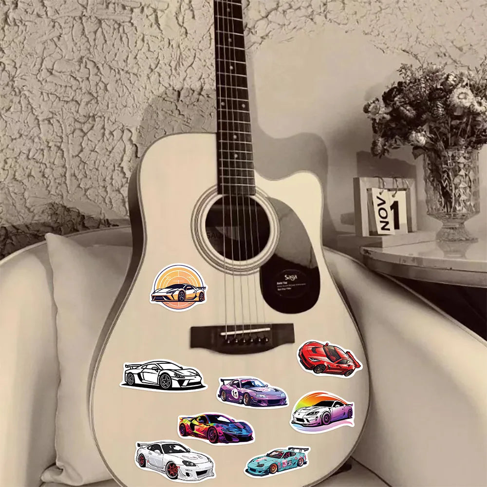10/50/100/200pcs JDM Retrofit Racing Cars Stickers Fashion Funny Decals Laptop Luggage Guitar Skateboard Phone Sticker Kids Toys