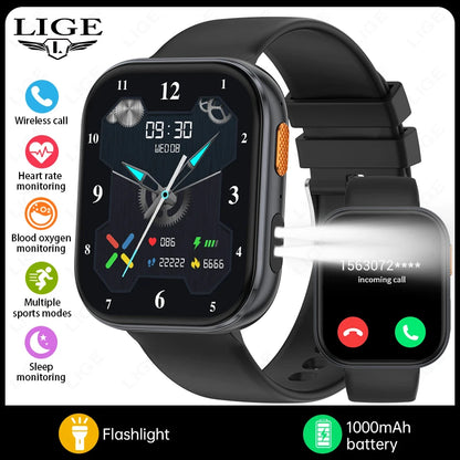 LIGE AMOLED Smart Watch Men 2.04 Screen Bluetooth Call Health Monitor IP68 Waterproof Sport Women Smartwatch New For Android IOS