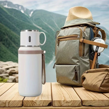 Portable Handheld Thermos Cup 600ml 24H Insulation Stainless Steel Bottle for Outdoor Sports