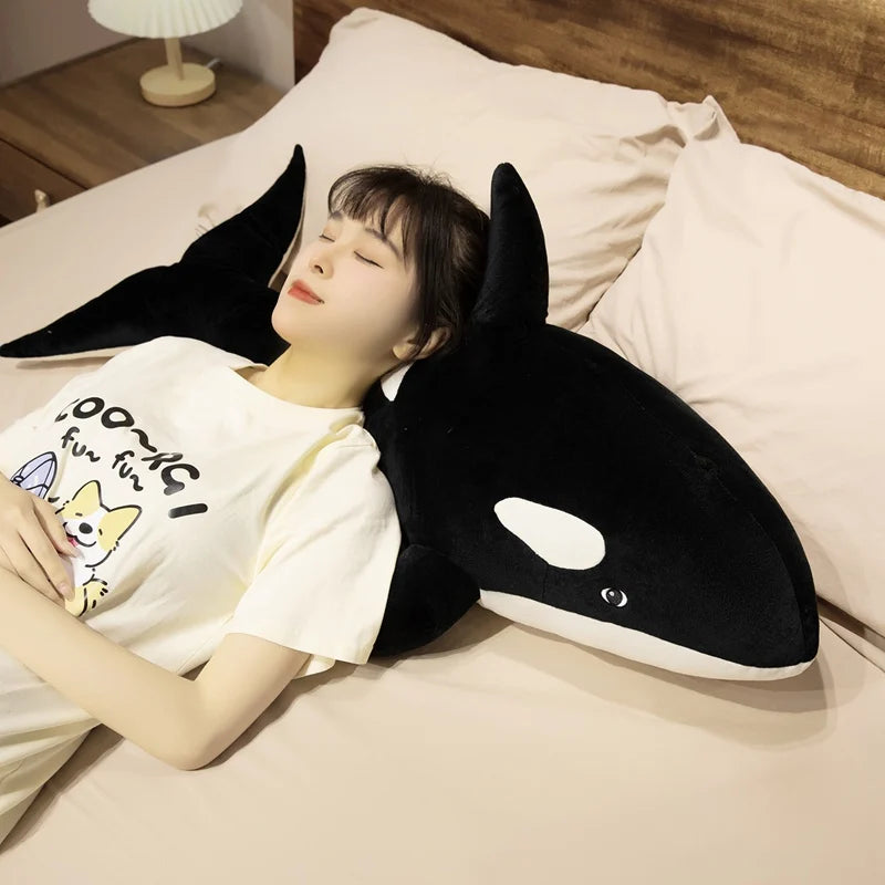 Giant Large Size Orca Killer Whale Plush Pillow Soft Stuffed Ocean Animal Doll Big Orca Plushie for Sleeping Hugging Pillow Home