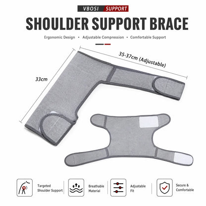 VBOSI Adjustable Compression Shoulder Support Brace Breathable Sports Shoulder Wrap for Men Women Gym Basketball Pain Relief Inj