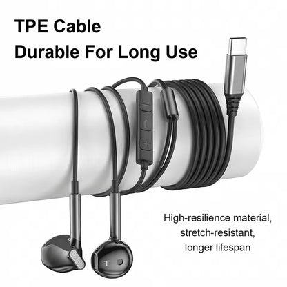 USB Type C Wired Headphones 9D HiFi Stereo Headset 3.5mm Music Earphones With Mic Volume Control For Samsung iPhone 17 16 Xiaomi
