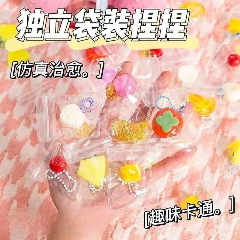 6/10PCS Mini Squeeze Toys Stress Relief Toys Cute Simulation Toys Food Rebound Gifts Hanging Decorations for Stress Relief 2026