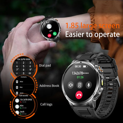 LIGE Nowy Wojskowy Zewnętrzny Inteligentny Zegarek 1,85" AMOLED Bateria 1000mAh 5ATM Wodoodporny Rozmowy Głosowe Sportowa Męska Opaska Fitness