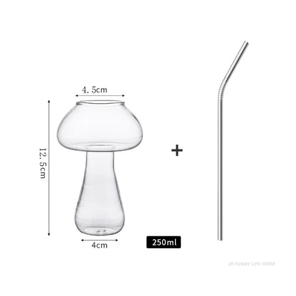 Mushroom Cocktail Glass Cup with Straw For  drinks Beer Creative Clear Wine Glasses Coffee Cups Drinkware Bar Tool