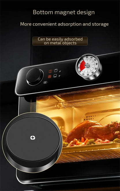 Stainless Steel Timer Kitchen Magnet Mechanical Egg Timer Home Baking Cooking Alarm Clock