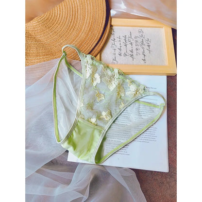 French Lace Bralette Small Bust Women Wireless Ultra Thin Sexy Embroidery Mesh No Underwire Push Up Comfort Bra Set BANERDANNI