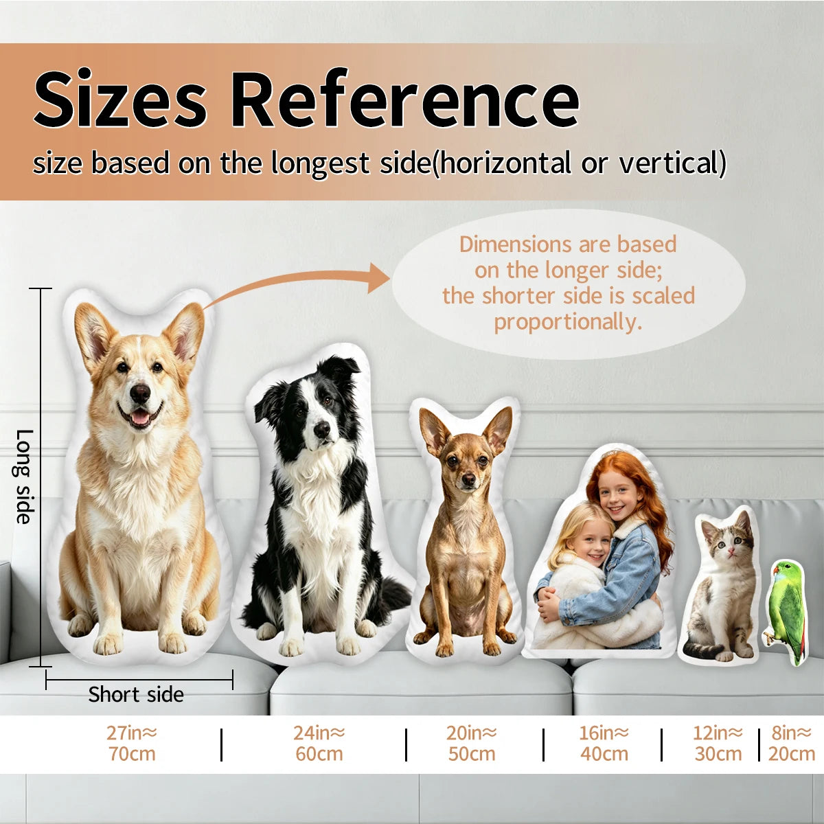 1pc Custom Funny Unique Shaped Photo Pillow Cushion, Custom Pet Shape Stuffed Throw Pillow, Ideal Gift for Family & Friends