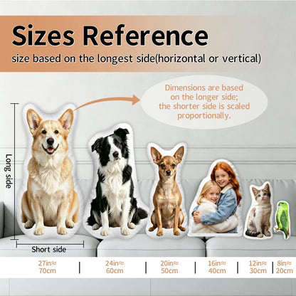 1pc Custom Funny Unique Shaped Photo Pillow Cushion, Custom Pet Shape Stuffed Throw Pillow, Ideal Gift for Family & Friends