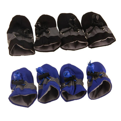 Dog Shoes 4pcs Waterproof Anti-Slip, Winter Warm Boots with Socks, Breathable Soft Pet Outdoor Accessories