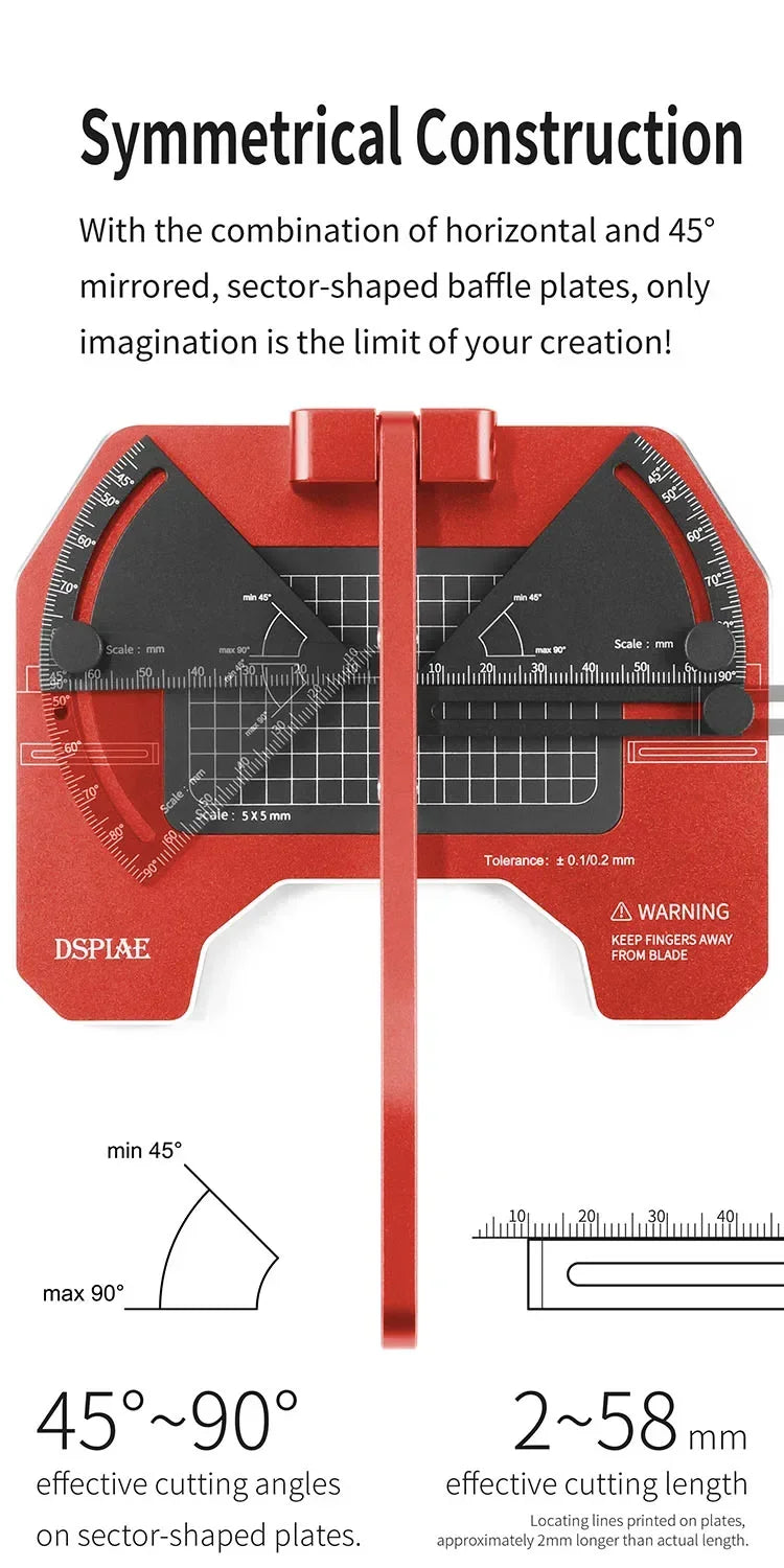 DSPIAE AT-CJ Angel Cutting Station Hand Tool Set for Precision Work Aluminium Alloy Hobby DIY Model Tools Red Carbon Steel Blade