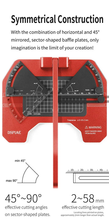 DSPIAE AT-CJ Angel Cutting Station Hand Tool Set for Precision Work Aluminium Alloy Hobby DIY Model Tools Red Carbon Steel Blade