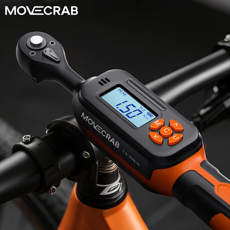 MOVECRAB Series Digital Torque Wrench 1.5-340N.m 2% Accuracy Preset Values with Buzzer, LED Flash & HandleVibration Notification