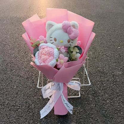 Anime Hello Kitty Cartoon Plush Bouquet Rose Flowers  Soft Plush Doll Home Wedding Decoration Christmas Valentine's Day Gift