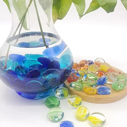 50g/100g/200g Vibrant Blue- Glass Beads, 15-17mm - Ideal for DIY Home Decor, Fish Tank Embellishments & Artistic Vase Fillings