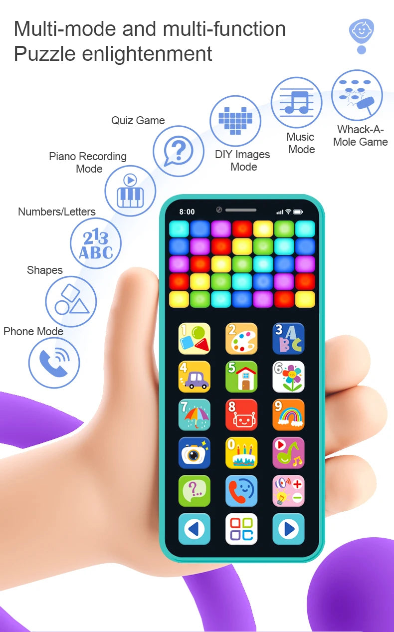 Children's Early Education Multimedia Tablet Color Screen USB Rechargeable Educational Toy with Music Features for Kids Learning