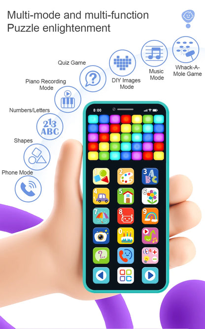 Children's Early Education Multimedia Tablet Color Screen USB Rechargeable Educational Toy with Music Features for Kids Learning