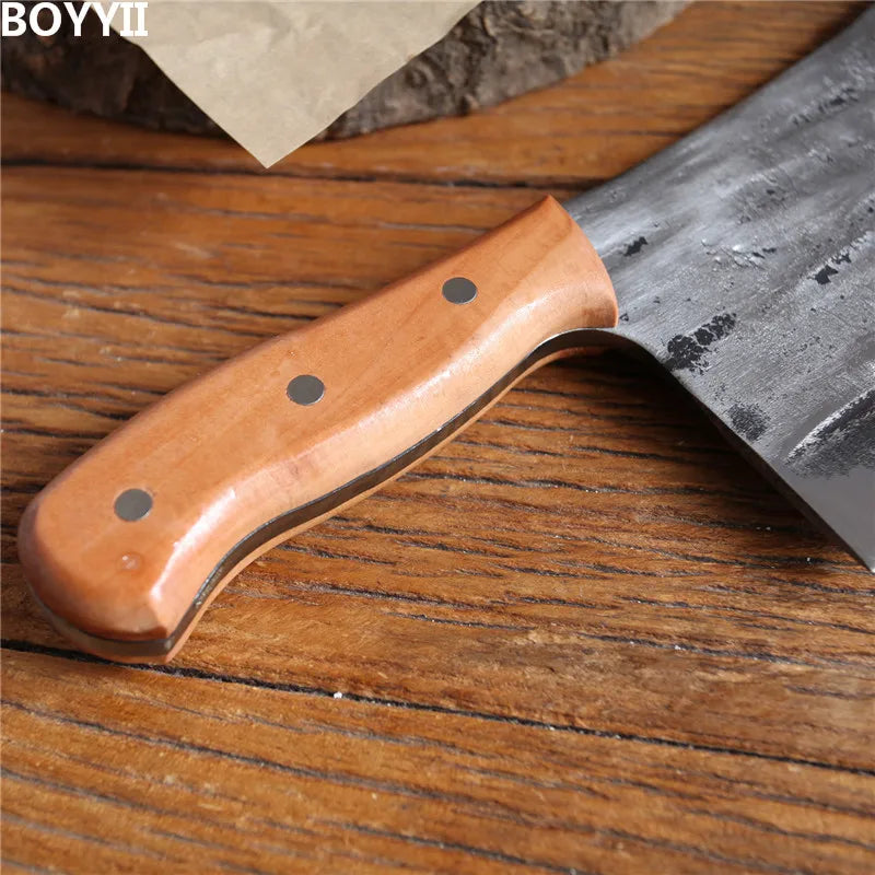 1 KG Chopping Knife 6mm Thickened Handmade Forged Kitchen Bone Knife Butcher Durable Hard Blade Chopper Kitchen Knife Cleaver