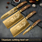 4-Piece Titanium-Coated Kitchen Knife Set - Sharp, Durable, Perfect for Cutting Meat and Bones,Commercial kitchen and Home Cooks