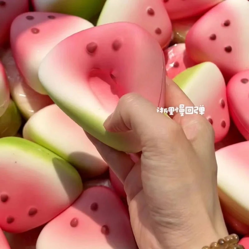 S Cute Watermelon Squishy Fidget Toy Slow Rebound Decompression Toy Anti-Stress Slow Rising Fruit Soft Stress Relief Squeeze Toy
