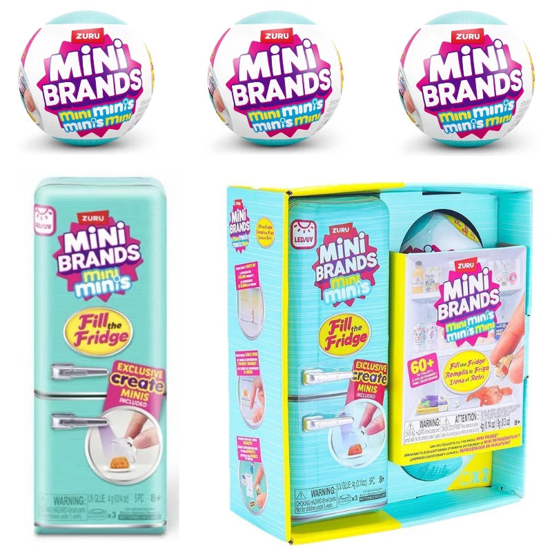 Zuru Mini Brands Fridge Blind Box: 5 Mystery Toys! Miniature Grocery Collectibles for Dollhouse & Kids' Play. My Melody